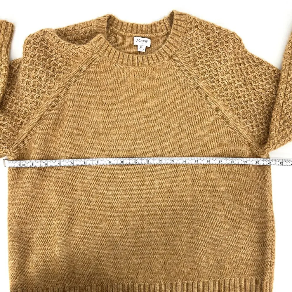 J. Crew Reimagined Wool Alpaca Blend Honeycomb Knit Tobacco Brown Sweater Sz XL